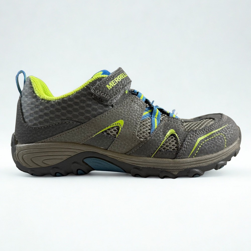 Merrell Trail Chaser Shoes Boys 13.5M Gray Lime Green Hiking Sneakers MC55631
